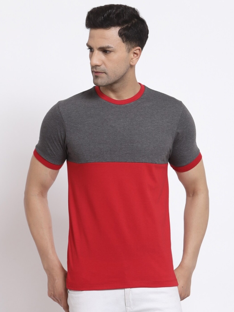 

Kalt Men Grey & Red Colourblocked T-shirt