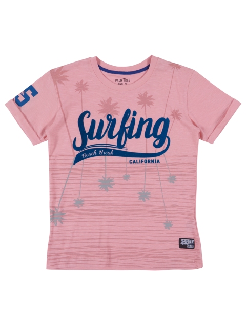 

Palm Tree Boys Pink Printed Round Neck T-shirt