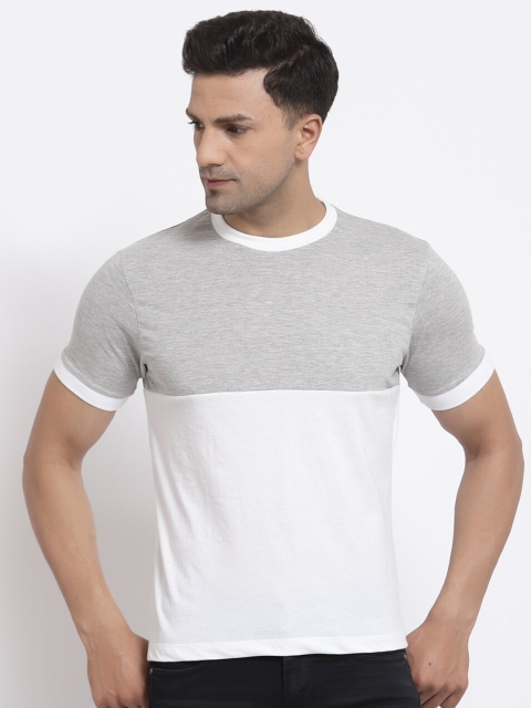 

Kalt Men Grey Melange & White Colourblocked T-shirt