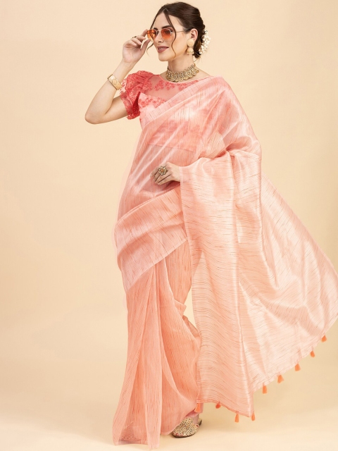 

Sangria Peach-Coloured Printed Saree