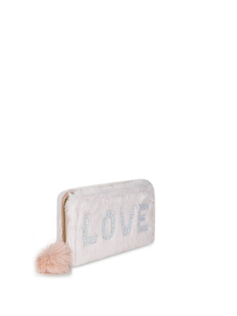 

Kanvas Katha Women Peach-Coloured Typography Embellished Zip Around Wallet