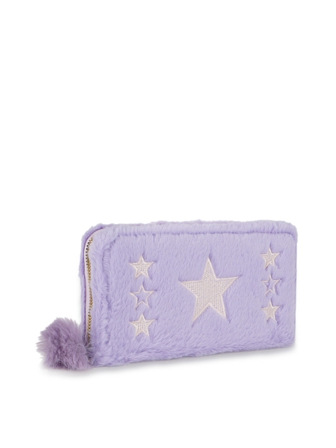 

Kanvas Katha Women Purple and Cream Geometric Embroidered Zip Around Wallet