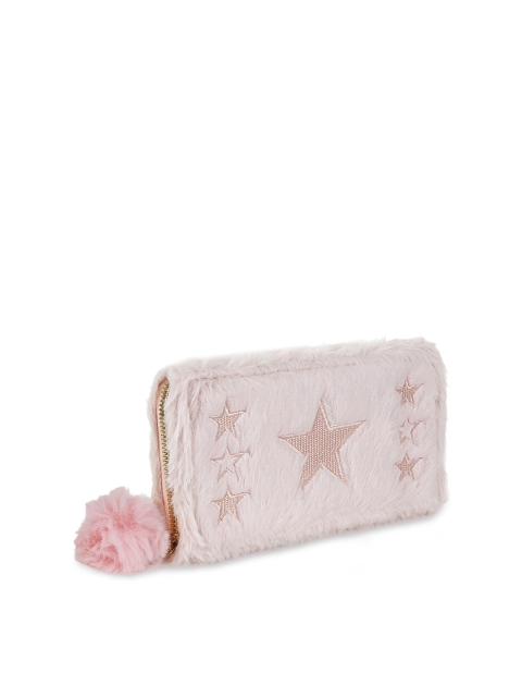 

Kanvas Katha Women Pink Geometric Embroidered Zip Around Wallet