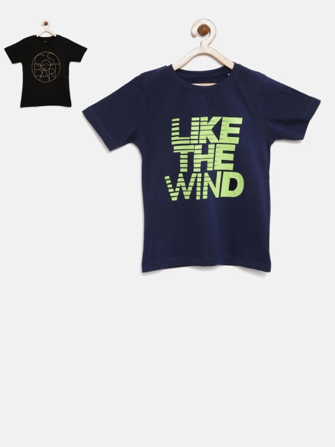 

YK Boys Pack of 2 Printed T-shirts, Navy blue