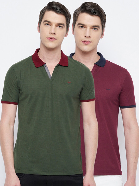 

Adobe Men Multicoloured 2 Polo Collar Applique T-shirt, Multi