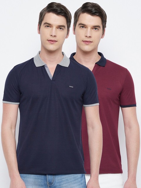 

Adobe Men Multicoloured 2 Polo Collar Applique T-shirt, Multi