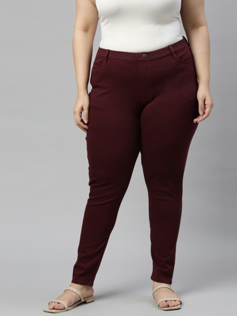 

Go Colors Women Maroon Checked Jeggings