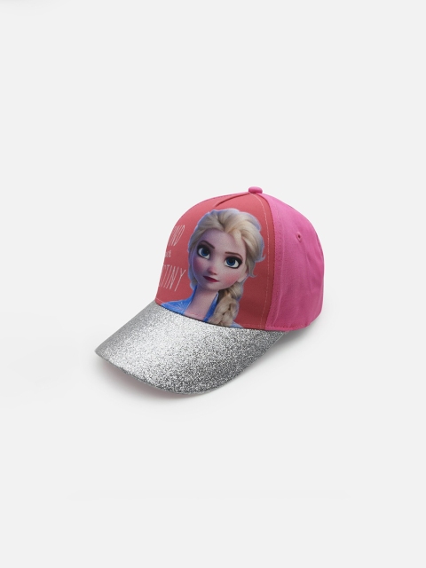 

Kids Ville Girls Pink & Silver-Toned Printed Baseball Cap