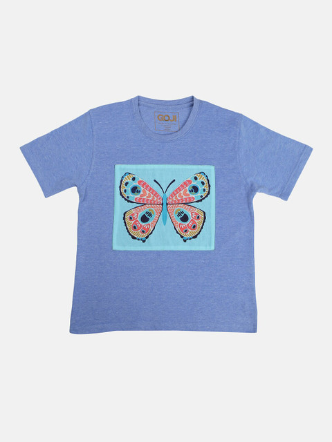 

GOJI Unisex Kids Blue Printed Cotton T-shirt