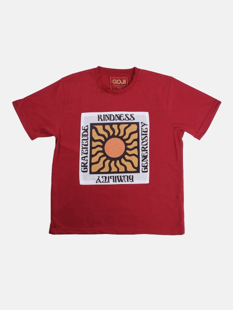 

GOJI Kids Maroon Typography Printed T-shirt