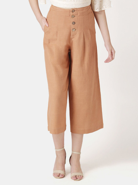 

DressBerry Women Brown Cropped Palazzos
