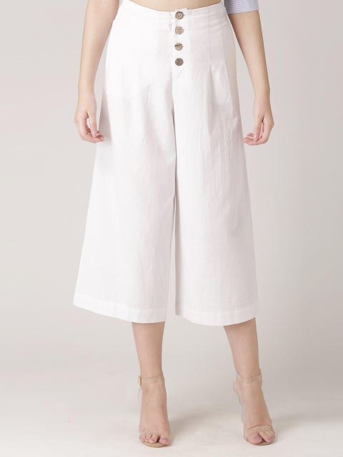 

DressBerry Women White Cropped Palazzos