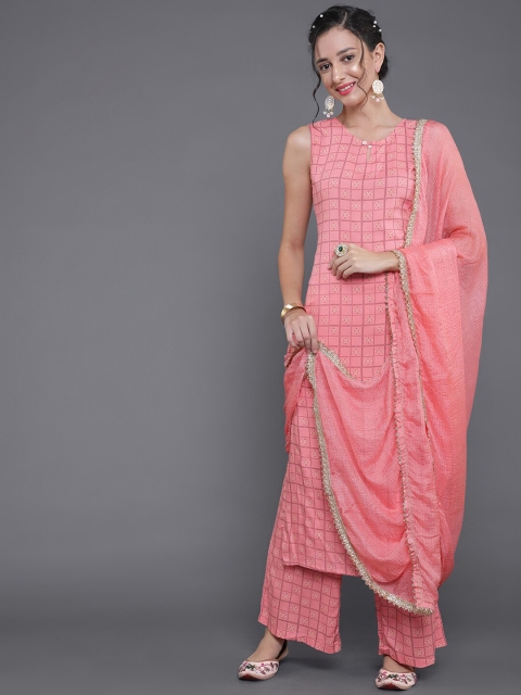 

saubhagya Women Blue Printed Layered Kurta with Palazzos & With Dupatta