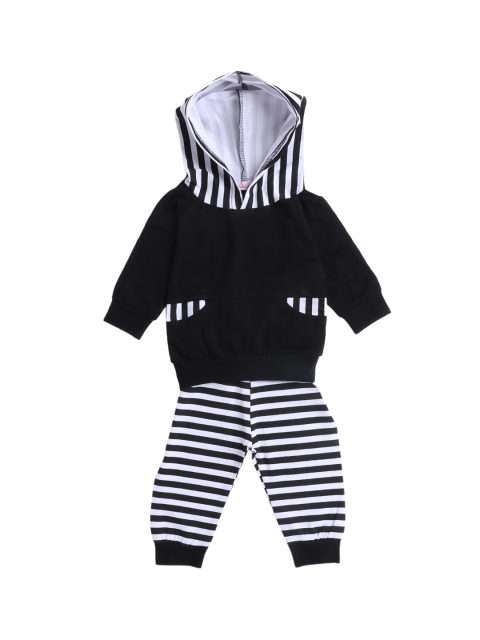 

Hopscotch Kids Black & White Striped T-shirt with Trousers