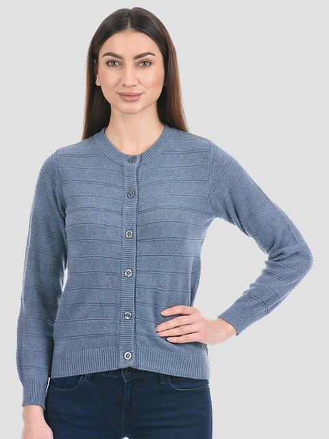 

PORTOBELLO Women Blue Striped Cardigan