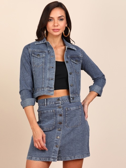 

MONTREZ Grey Denim Shirt Dress
