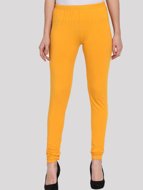 

PORTOBELLO Women Yellow Churidar-Length Cotton Leggings