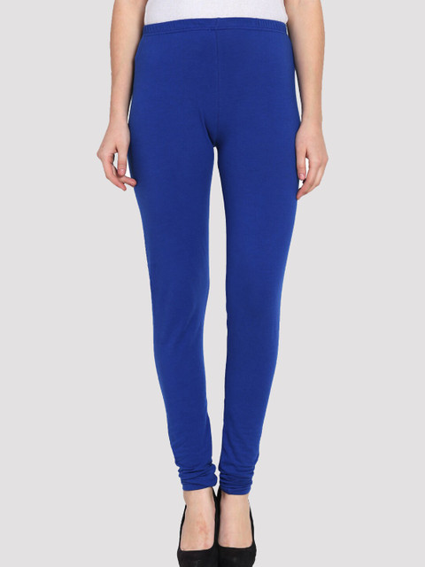 

PORTOBELLO Women Blue Solid Cotton Churidar-Length Leggings