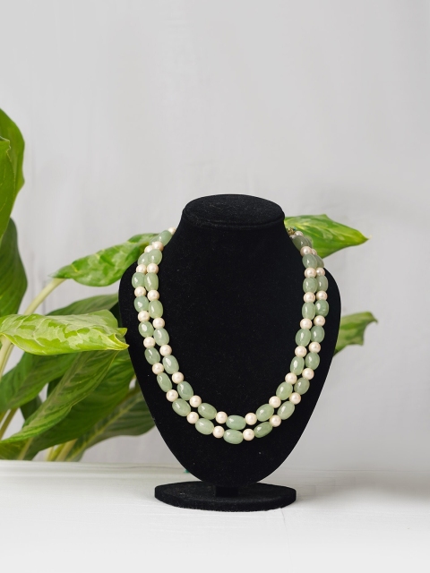 

Unnati Silks Green & White Beaded Necklace
