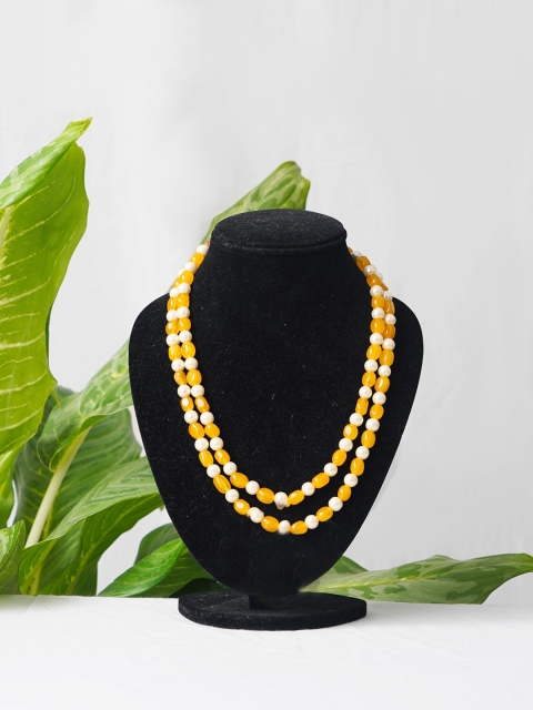 

Unnati Silks Yellow & White Beads Necklace