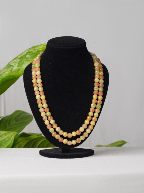 

Unnati Silks Yellow & Orange Beaded Layered Necklace