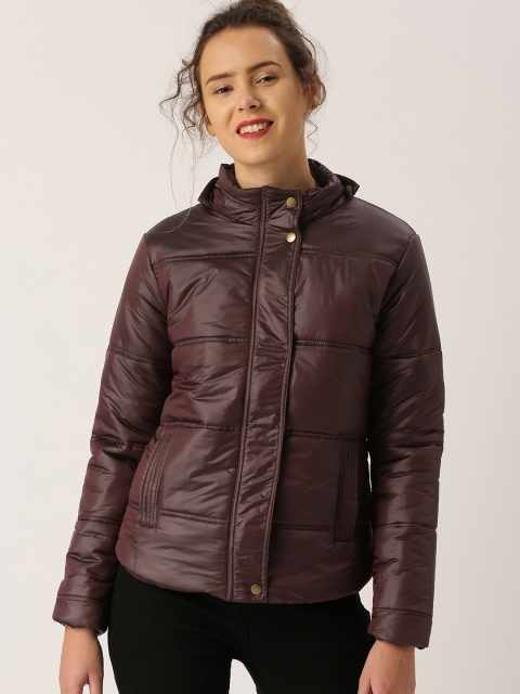 

DressBerry Women Burgundy Solid Puffer Jacket