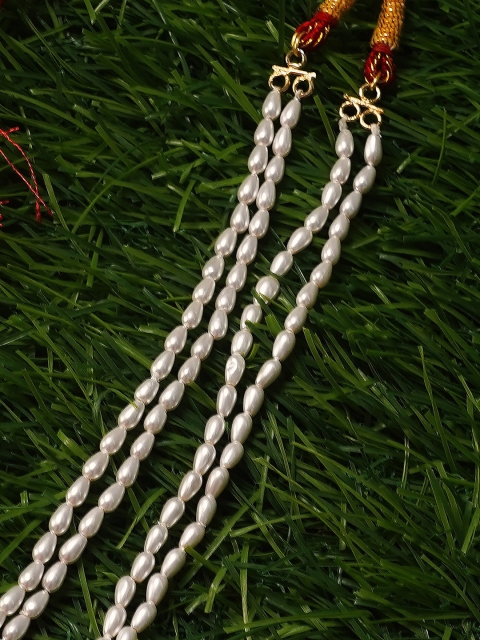 

Unnati Silks White Beaded Minimal Layered Necklace