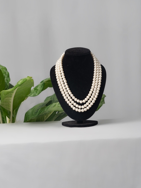 

Unnati Silks White Beaded Layered Necklace