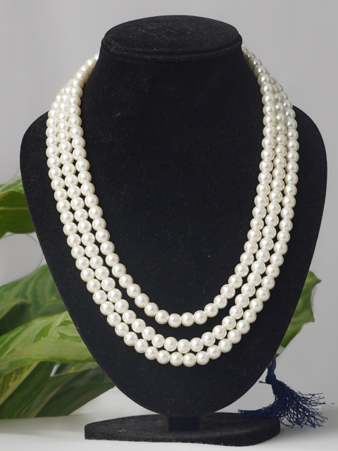 

Unnati Silks White Layered Amravati Ocean Beads Necklace
