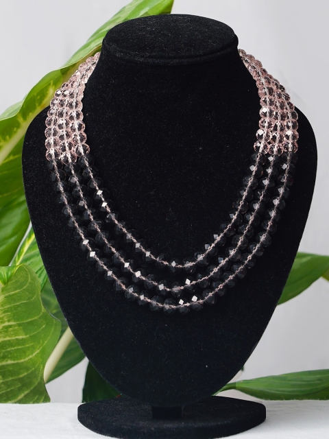 

Unnati Silks Pink & Grey Gold-Plated Layered Necklace