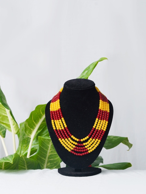

Unnati Silks Yellow & Red Layered Necklace