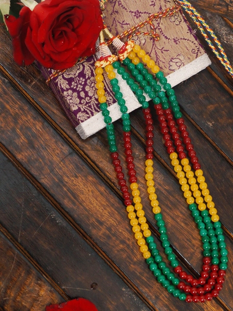 

Unnati Silks Yellow & Green Gold-Plated Layered Necklace