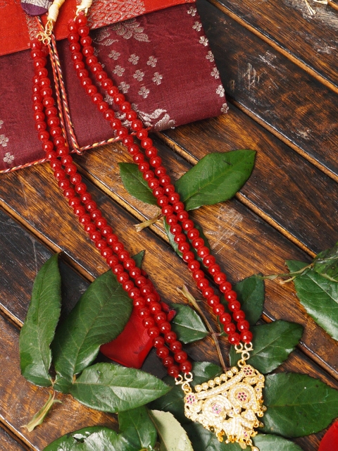 

Unnati Silks Red & Gold-Toned Layered Necklace