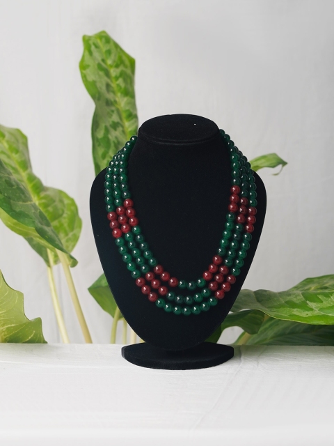 

Unnati Silks Green & Red Layered Necklace