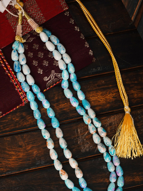 

Unnati Silks Blue Gold-Plated Layered Necklace