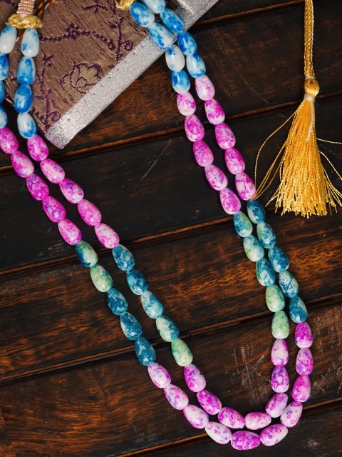 

Unnati Silks Blue & Pink Layered Necklace