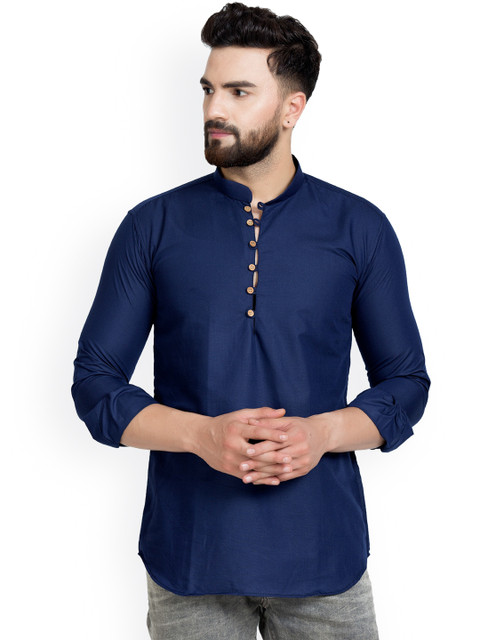 

Benstoke Men Navy Blue Kurta
