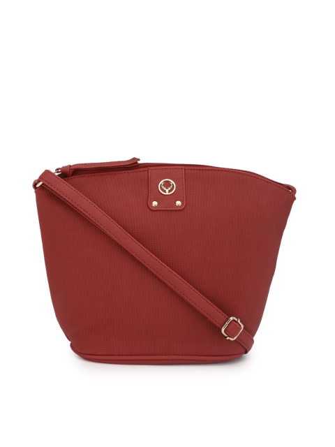 

Allen Solly Woman Maroon PU Structured Sling Bag with Tasselled