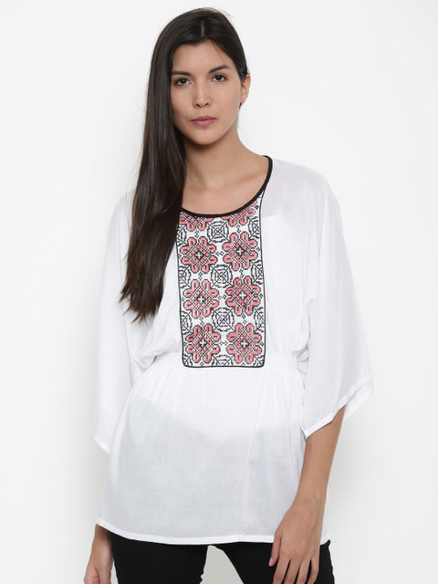 

The Kaftan Company Women Off-White Solid Kaftan Top