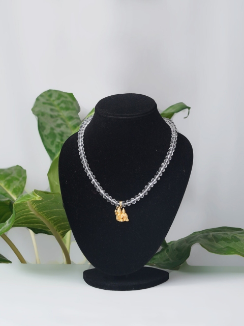 

Unnati Silks White &Gold-Plated Temple Necklace