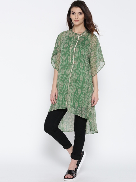 

The Kaftan Company Green & Beige Printed Kaftan Tunic