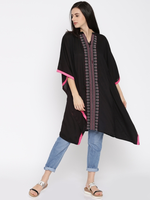 

The Kaftan Company Black Embroidered Kaftan Tunic
