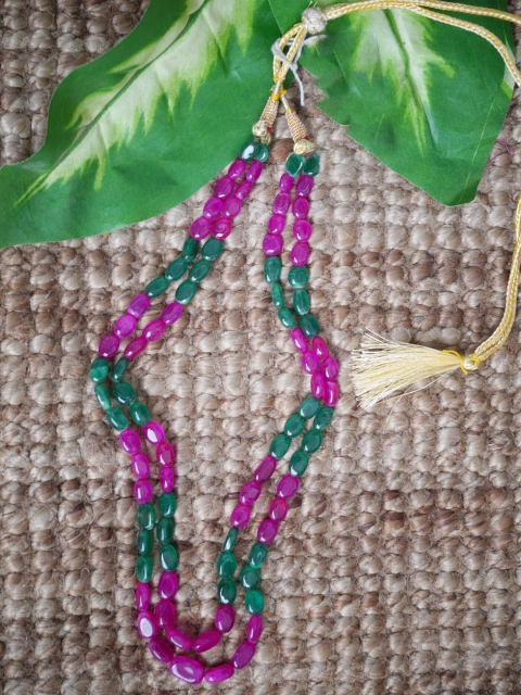 

Unnati Silks Green & Pink Beaded Necklace