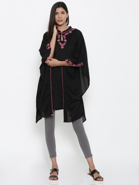 

The Kaftan Company Black Solid Kaftan Tunic