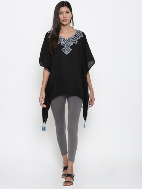 

The Kaftan Company Black Solid Kaftan Tunic