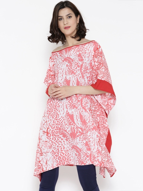 

The Kaftan Company Women Coral Pink Printed Kaftan Top