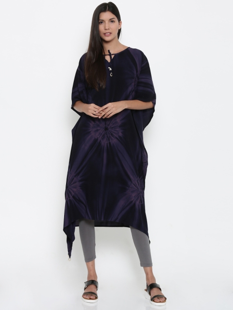 

The Kaftan Company Navy & Purple Printed Kaftan Tunic, Navy blue