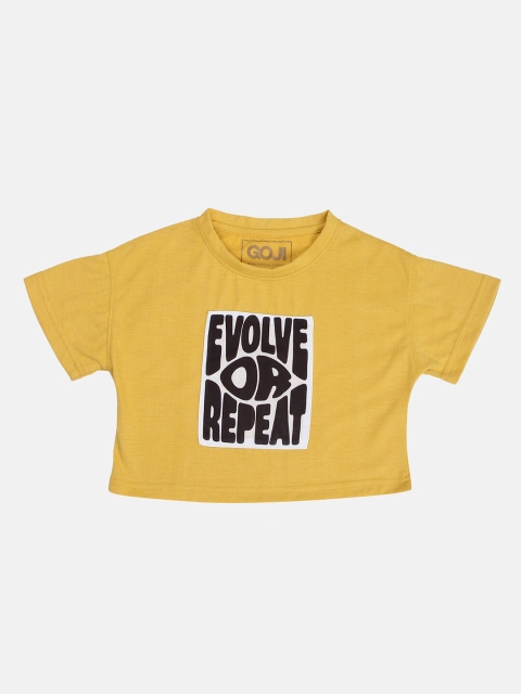 

GOJI Mustard Yellow & lanzones Print Extended Sleeves Boxy Top