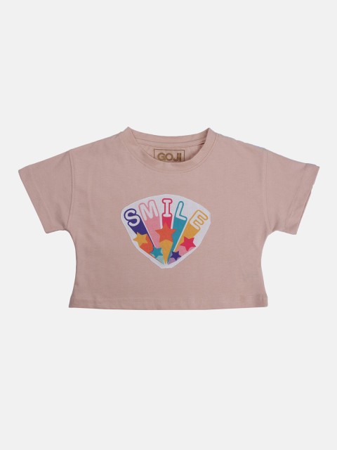 

GOJI Peach-Coloured & moonlight Print Crop Top