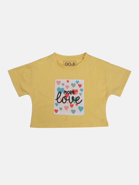 

GOJI Yellow Printed Crop Top